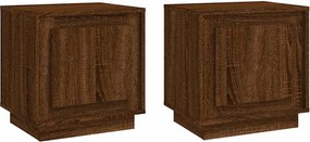 vidaXL Noptiere, 2 buc., stejar maro, 44x35x45 cm, lemn prelucrat