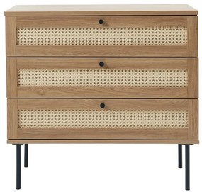 Comodă în culoare naturală joasă cu aspect de lemn de stejar 80x75 cm Pensacola – Unique Furniture