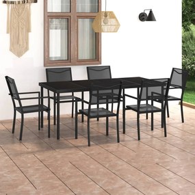 3073518 vidaXL Set mobilier de exterior, 7 piese, oțel