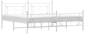374413 vidaXL Cadru de pat metalic cu tăblie, alb, 200x200 cm