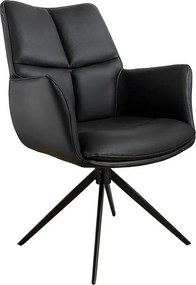 Scaun pivotant modern, Piele Naturala, Negru, PAPILLON