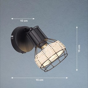 Aplică de perete neagră Straw – Fischer &amp; Honsel