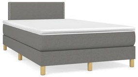 vidaXL Pat box spring cu saltea, gri închis, 120x190 cm, textil