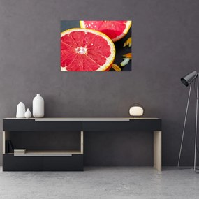 Tablou pe sticlă cu grapefruit tăiat (70x50 cm)