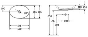 Lavoar pe blat alb lucios 56 cm, oval, Villeroy  Boch, Loop  Friends