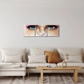 Tablou - Ochi fermecători (cu ceas) (90x30 cm)
