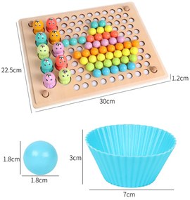 Jucărie Montessori din lemn 2 în 1, puzzle cu pescuit și minge