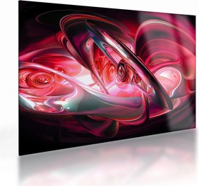Tablou pe sticlă fractalilor în roșu (70x50 cm)