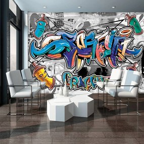 Fototapet - Gaffiti colorat pe gri (152,5x104 cm)