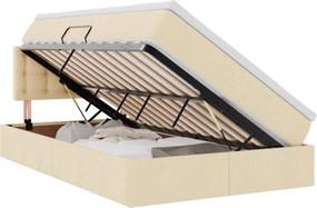 vidaXL Pat cu saltea și spațiu de depozitare Creme 120 x 200 cm