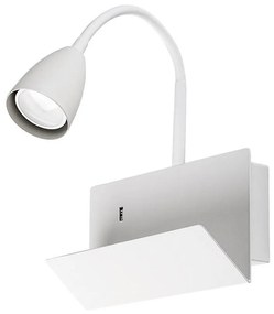 Aplica de perete cu spot directionabil si port USB Tacito alb