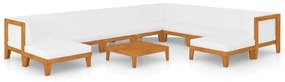 3058128 vidaXL Set mobilier grădină cu perne, 11 piese, lemn masiv de acacia