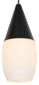 Lampă modernă cu pandantiv neagră cu sticlă opalescentă - Drop