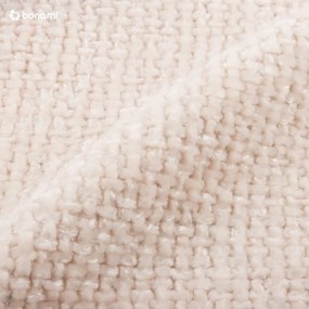 Pat matrimonial crem tapițat cu spațiu de depozitare cu somieră 160x200 cm Miley – Micadoni