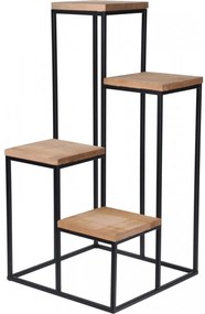 Suport ghivece Quattro, metal, lemn, 34x34x67 cm-HX9100300