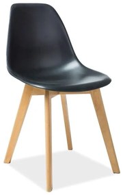 Scaun din plastic si lemn Moris negru – H 85 cm