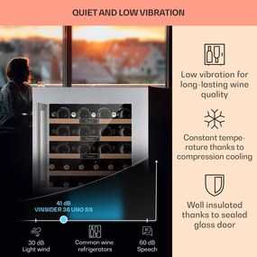 Vinsider 36 Built-In Uno, frigider pentru vin încorporat, 36 sticle, 92 litri, oțel inoxidabil