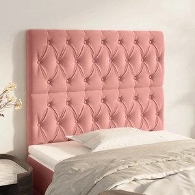Tablii de pat, 2 buc, roz, 90x7x78 88 cm, catifea 2, Roz, 90 x 7 x 118 128 cm