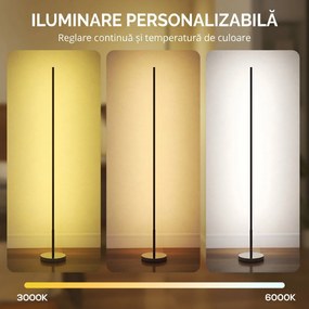 HOMCOM Lampă de Podea LED Reglabilă cu Telecomandă de 150cm Înălțime, Argintiu | Aosom Romania