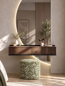 Masa toaletă de perete Zenar 100 cm cu sertare - nuc elegant / negru