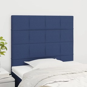 vidaXL Tăblii de pat, 2 buc, albastru, 90x5x78/88 cm, textil