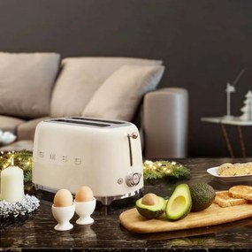 Prajitor de paine SMEG 50's Style TSF01CREU, 950 W, 2 felii, 6 trepte, Tava pentru firimituri, Cablu integrat, Otel inoxidabil, Crem