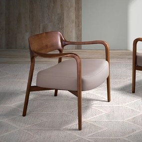 Fotoliu design modern din lemn tapitat din piele eco Mink