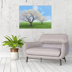 Tablou pe sticlă cu copaci (70x50 cm)