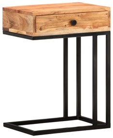 Masa laterala forma U, 45 x 30 x 61 cm, lemn masiv de acacia 1, lemn masiv de acacia