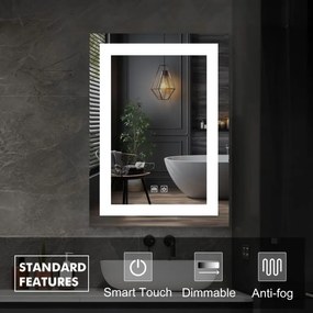 IREDA Oglindă de baie cu iluminare LED, 80 x 60 cm