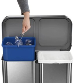 Simplehuman Coș de gunoi cu pedală pentru sortareadeșeurilor, 58 l, oțel periat, FPP