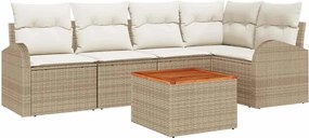 vidaXL Set de canapele pentru grădină 6 pcs Bej și crem poliratan