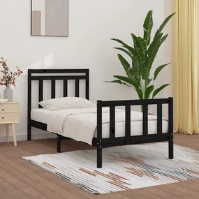 3107022 vidaXL Cadru de pat, negru, 100x200 cm, lemn masiv de pin