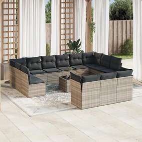 3218462 vidaXL Set mobilier de grădină cu perne,14 piesegri deschis, poliratan