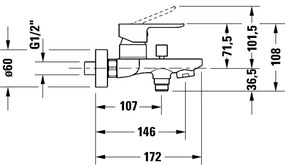 Duravit DC5230001046 - Baterie pentru cadă D-CODE, negru mat