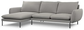 Coltar tapitat Vienna 5 locuri plusat/picioare negre – L255 x l170 x h95
