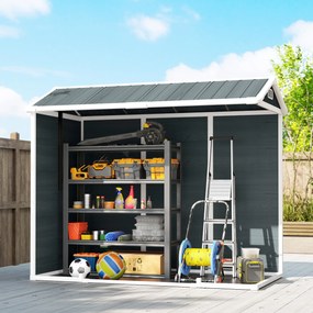 Outsunny Magazie pentru scule 2,77 m², magazie cu aspect lemn 2 ferestre ușă dublă ventilație pardoseală încuietoare mănuși | Aosom Romania