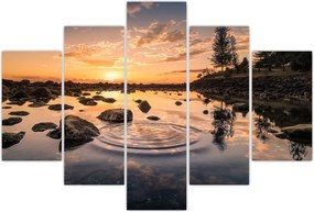 Tablou - Apus de soare la lac (150x105 cm)