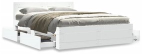3295604 vidaXL Cadru de pat cu tăblie, alb, 120x190 cm, lemn prelucrat