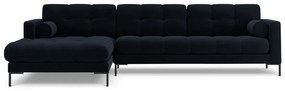 Colțar tapițat Bali, Albastru închis/5 locuri/picioare negre/partea stângă/ L293 x l185 x h75