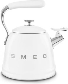 Ceainic cu fluier Smeg CKLW2001WH, 2,3 l, pentru plite cu inducție, mâner care nu se încălzește, oțel, alb