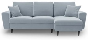 Colțar albastru deschis extensibil, cu spațiu de depozitare cu tapițerie din catifea Kyoto – Cosmopolitan Design