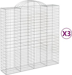 vidaXL Coșuri gabion arcuite, 3 buc 200x50x200/220 cm, fier galvanizat