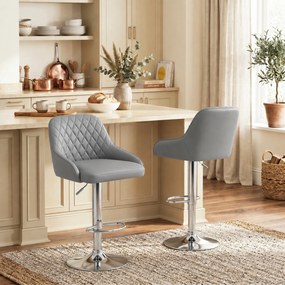 HOMCOM Set de 2 Scaune de Bar Rotative Reglabile pentru Bucătărie, Gri Deschis | Aosom Romania