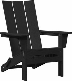 vidaXL Scaun pliabil Adirondack Negru 80,5 x 74,5 x 92 cm HDPE
