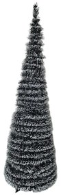 Brad artificial de Craciun pliabil cu varfuri albe NOVOKIDS Pop-up Tree, Cu ace lungi, Coroana bogata, Inaltime 210 cm, Suport inclus, Pom de