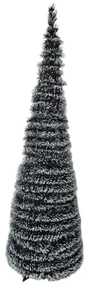 Brad artificial de Craciun pliabil cu varfuri albe NOVOKIDS Pop-up Tree, Cu ace lungi, Coroana bogata, Inaltime 210 cm, Suport inclus, Pom de