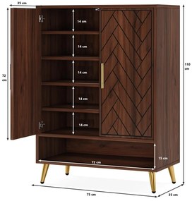PANM5 - Pantofar 75 cm cu 6 rafturi, pantofare, depozitare pantofi, mobilier hol - Maro