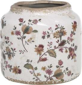 Ghiveci din ceramica cu motiv floral, H14.5/D14.5 cm, Nancy