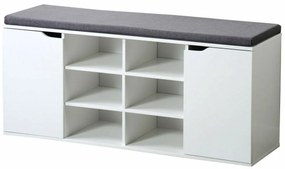 Raft pentru pantofi cu scaun Kesper 15918, alb,103 x 48 x 30,5 cm